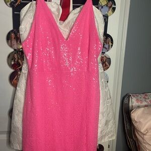 Elegant Pink Sequin Dress